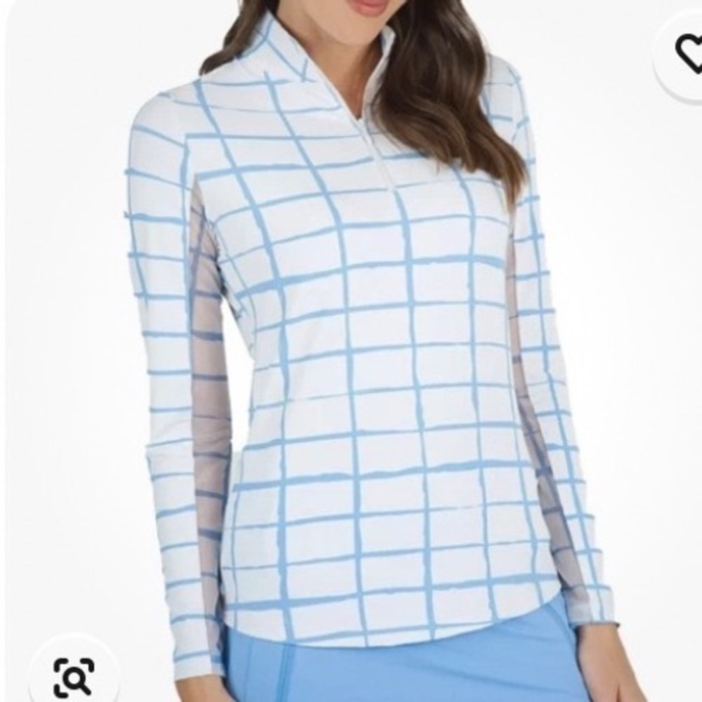 IBKUL‎ Womens Long Sleeve Zip Mock Neck Cordova White Periwinkle XS 10495 NEW
